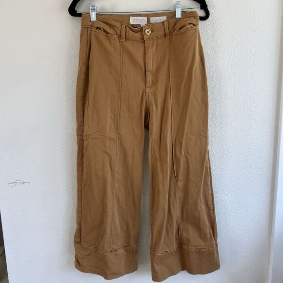 Chino By Anthropologie Cropped Wide-Leg Pants  6 Rust Burnt Orange Office Boho - Picture 1 of 6